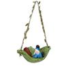 Garden Gnome On Leaf Hammock Statue Cute Resin Swinging Outdoor Yard Decor Fairy Garden Ornament