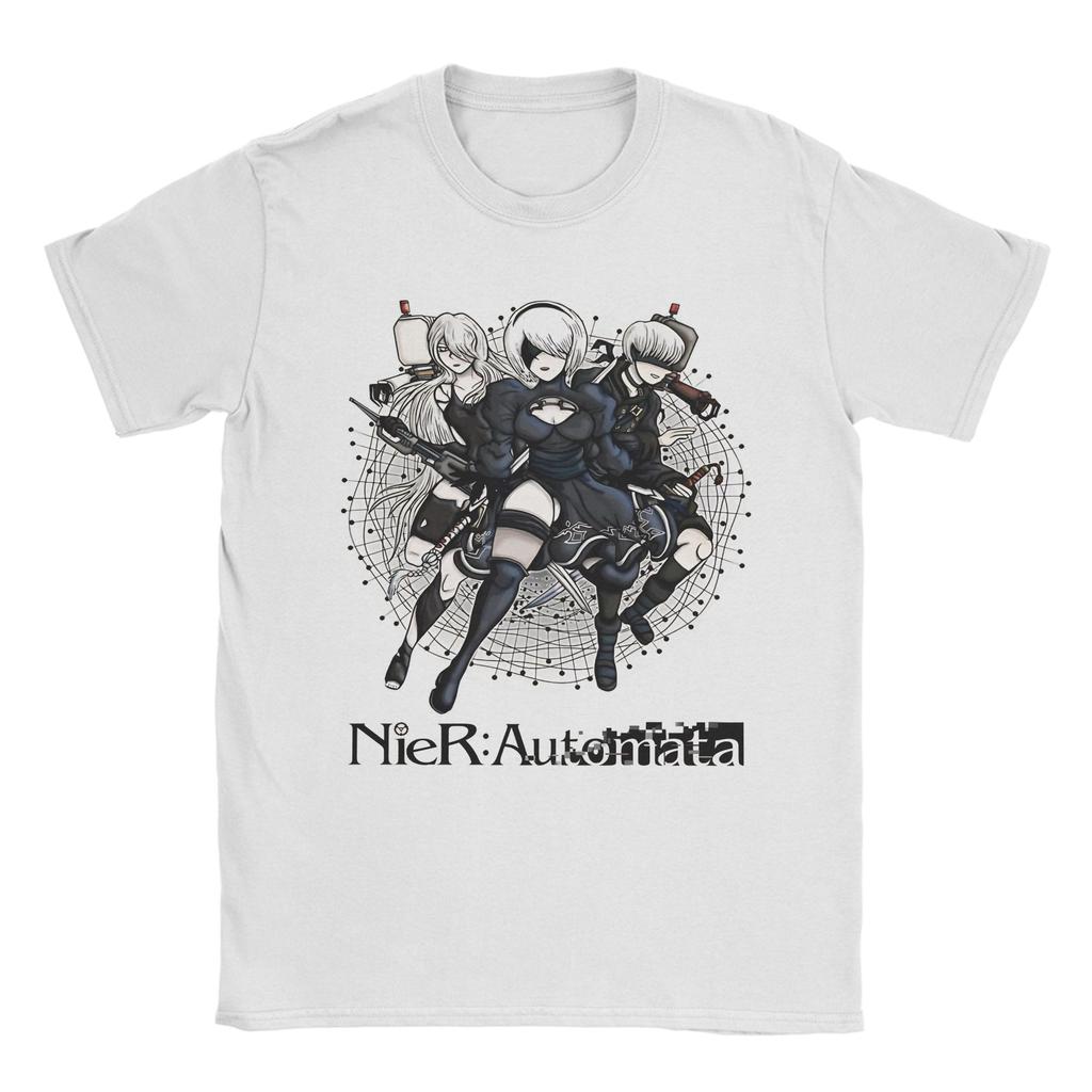Nier Automata Anime T Shirts for Unisex Pure Cotton Hipster TShirts Round Neck Tees Short Sleeve Tops Printed