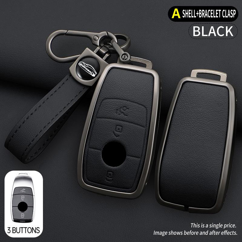 3/4 Button Key Fob Alloy Cover Case Fits for 2019 2020 Mercedes-Benz A220 E63S AMG E-Class GLE 350 4MATIC E300 E400 E43 W213