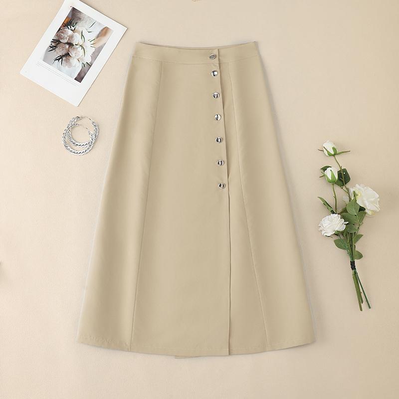 

ZANZEA Женские повседневные однотонные свободные миди-юбки 5XL абрикосовый