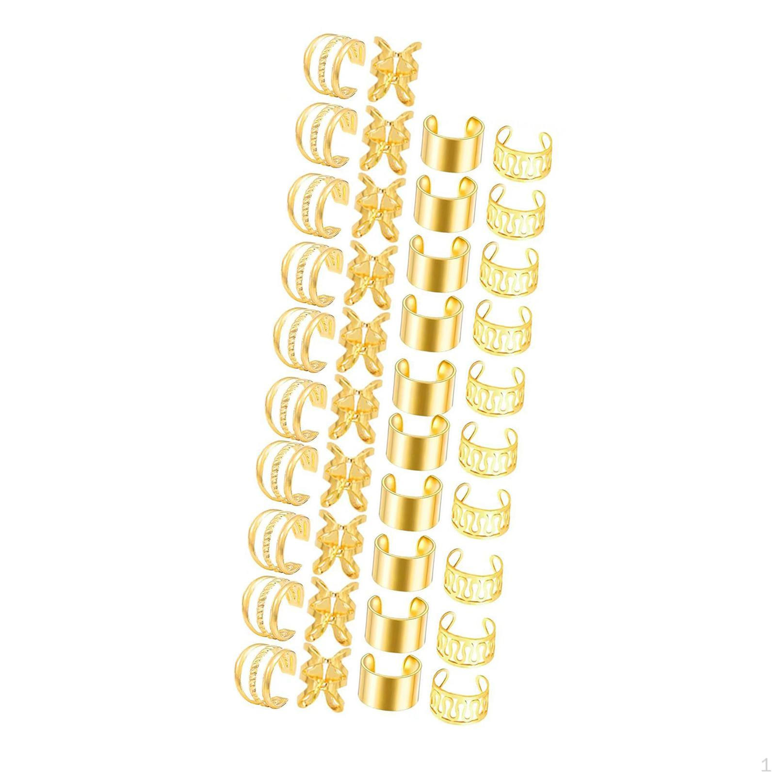 

Braids Clips Dreadlocks Beads Adjustable Hair Cuffs Rings Dreadlock Accessories Braiding Gold 40pcs