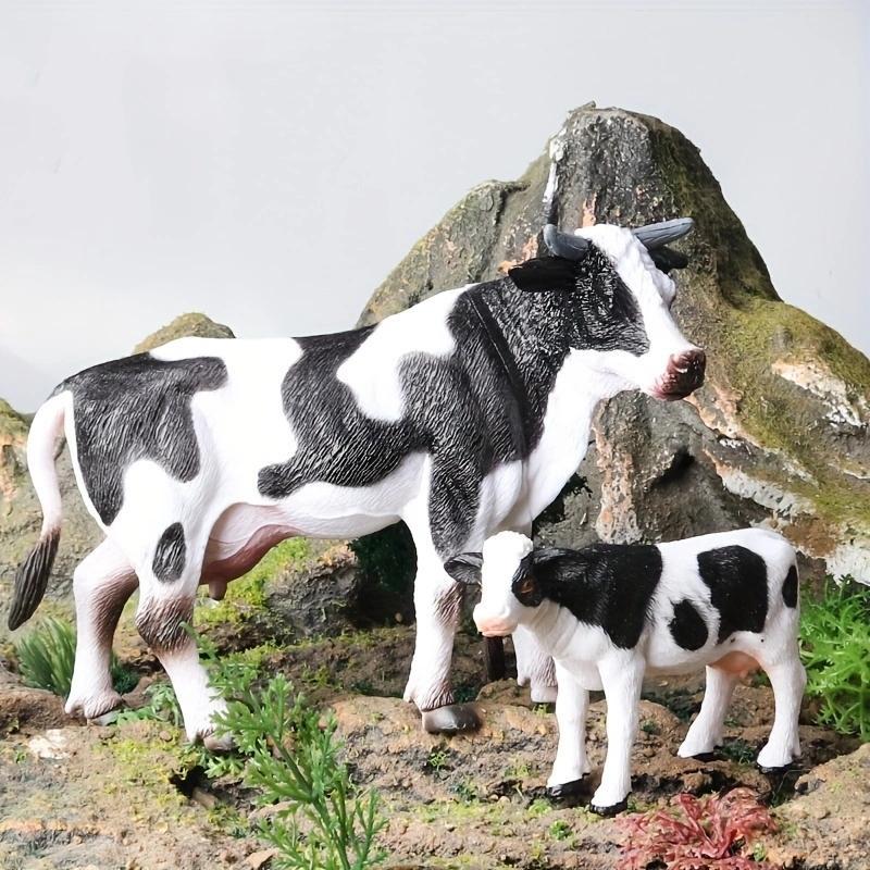 Oenux 2-Pieces Set Of Large Farm Animal Horse Cow Pig Sheep Goat Donkey Model Action Figures PVC Educational Cute Kids Toy Gift