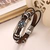 One Piece Vintage Flower Bracelet and Bangles Bohemian Style Multi-Layered Leather Bracelet Women Men Wrap Women Punk Jewelry Gift