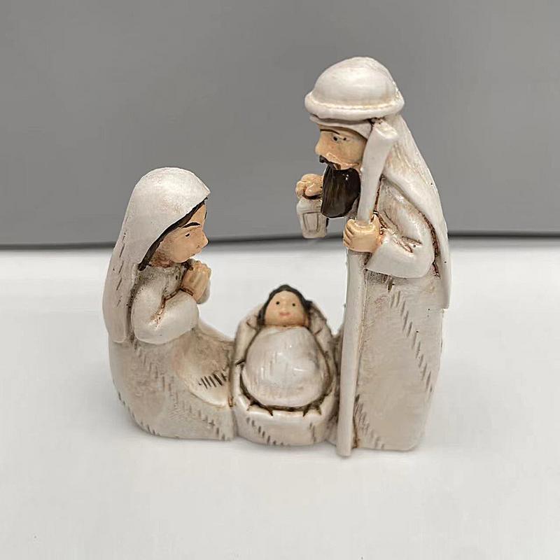 Holy Family Three Family Religious Collection Gift Imitation Carving Holy Family Resin Crafts Mini Nativity Scene Figurine