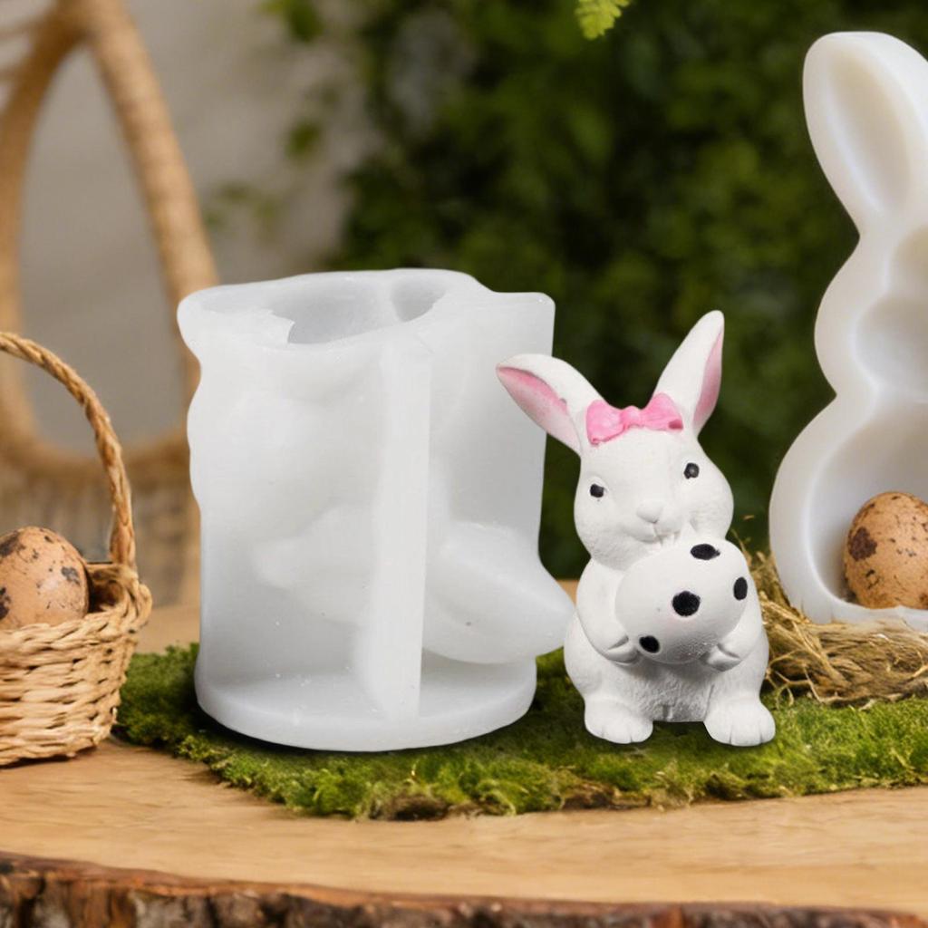 Rabbit Holding Easter Egg Silicone Mold 3D Epoxy Casting Decoration Craft Bunny Hold Easter Egg Epoxy Resin Casting Mold