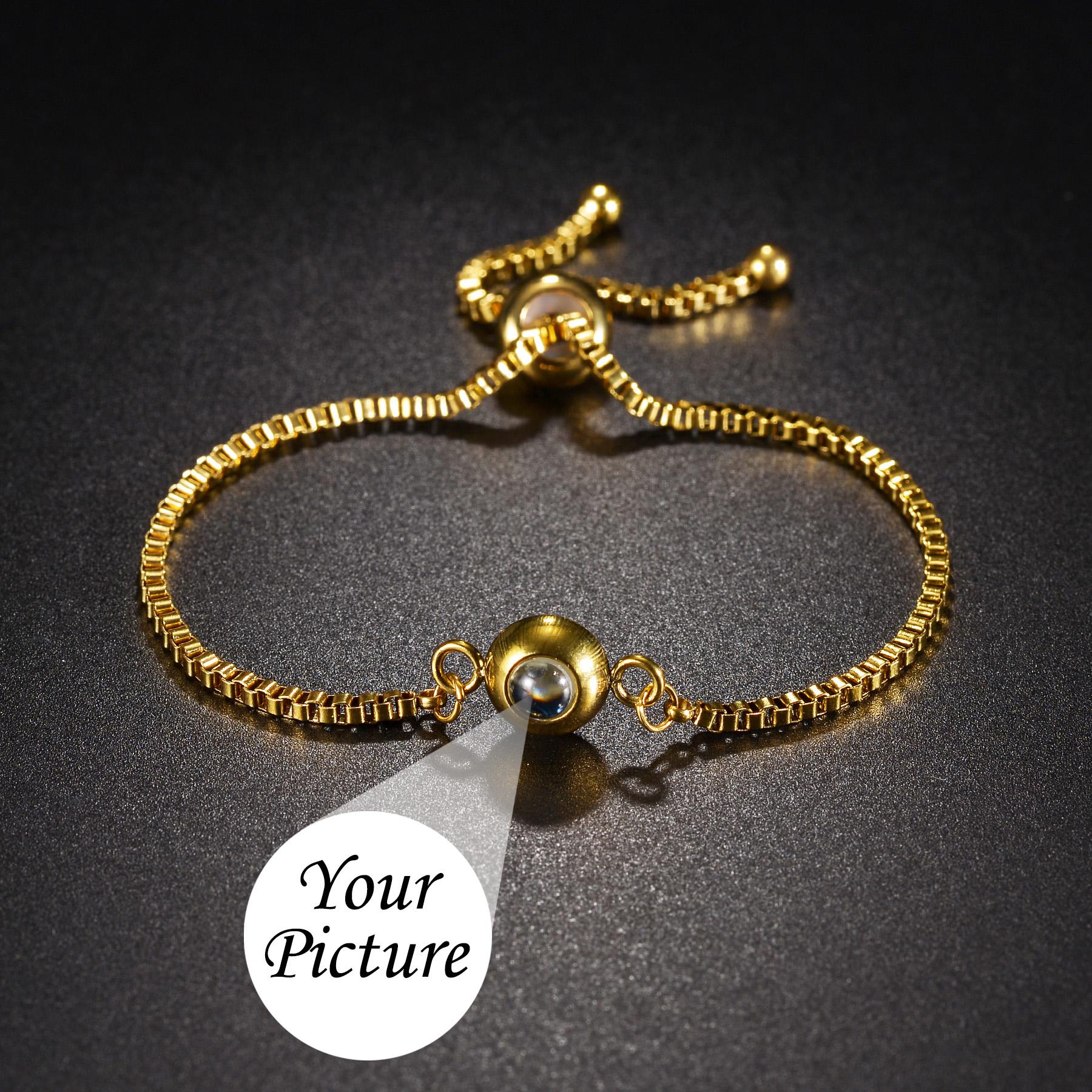

Atoztide Personalized Custom Projection Bracelets For Women Men with Family Photos Stainless Steel Mother Kids Jewelry Gift Silver color
