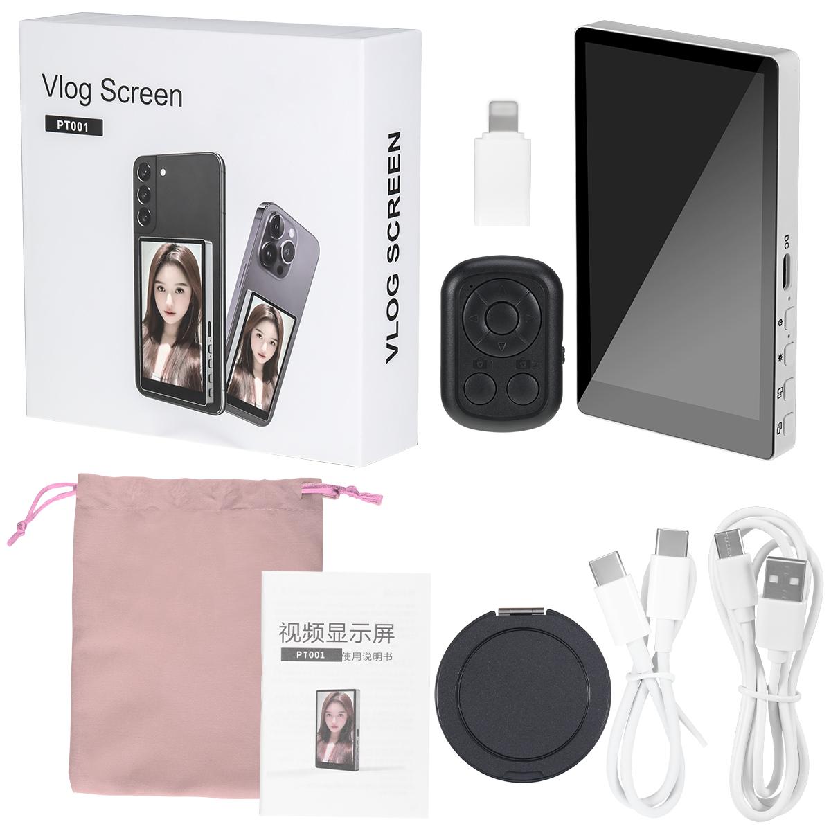 

Mobile Phone Wireless Magnetic Selfie Monitor Screen For Smartphone Vlog Live Stream Video Recording for iPhone Android phone білий