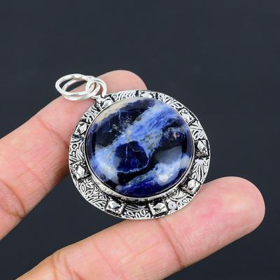 Offre Fête des Mères Pendentif d'Artisan en Argent Sterling Pierre Sodalite Anniversaire Épouse