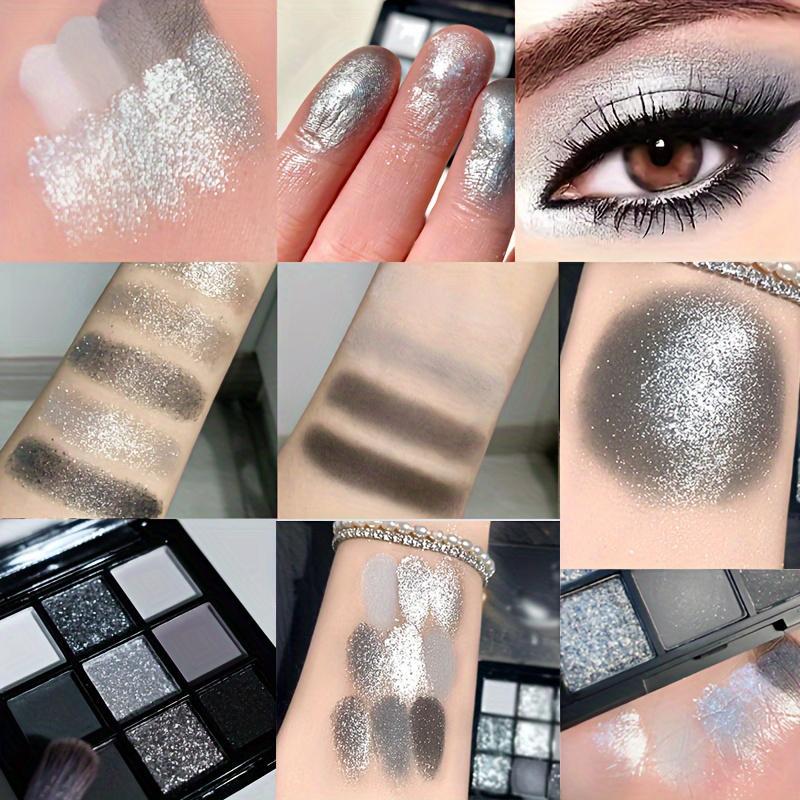 Палитра теней для век Smoky Eyeshadow Palette 9 цветов Темно-серая палитра для макияжа Smokey Makeup Matte Shimmer Glitter High Pigmented Eye Shadow для музыкального фестиваля на Хэллоуин