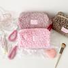 Leopard Print Plush Makeup Bags with Handle Portable Travel Cosmetic Storage Bag Toilet Bag Cute Pencil Case Fashion Handbag