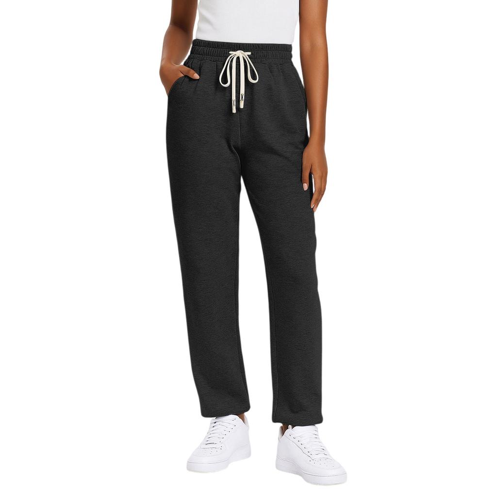 Ladies' Fashionable Solid Color Straight Leg Pants With High Waist And Elastic Waist Casual Pants