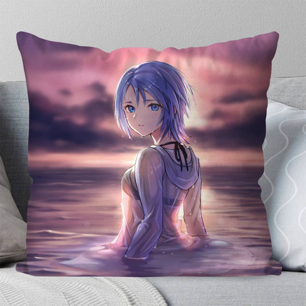 Kingdom Hearts Anime Aqua Pillow Case Fashion Square Pillowcase Bedroom Sofa Room Ins Decoration Leisure