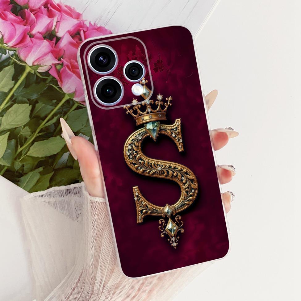 Clear Case For Oppo Reno15 5G Cover Luxury A-Z Letters Fashion Boys Girls Cool Crown Soft Casing For Oppo Reno15 CPH2825