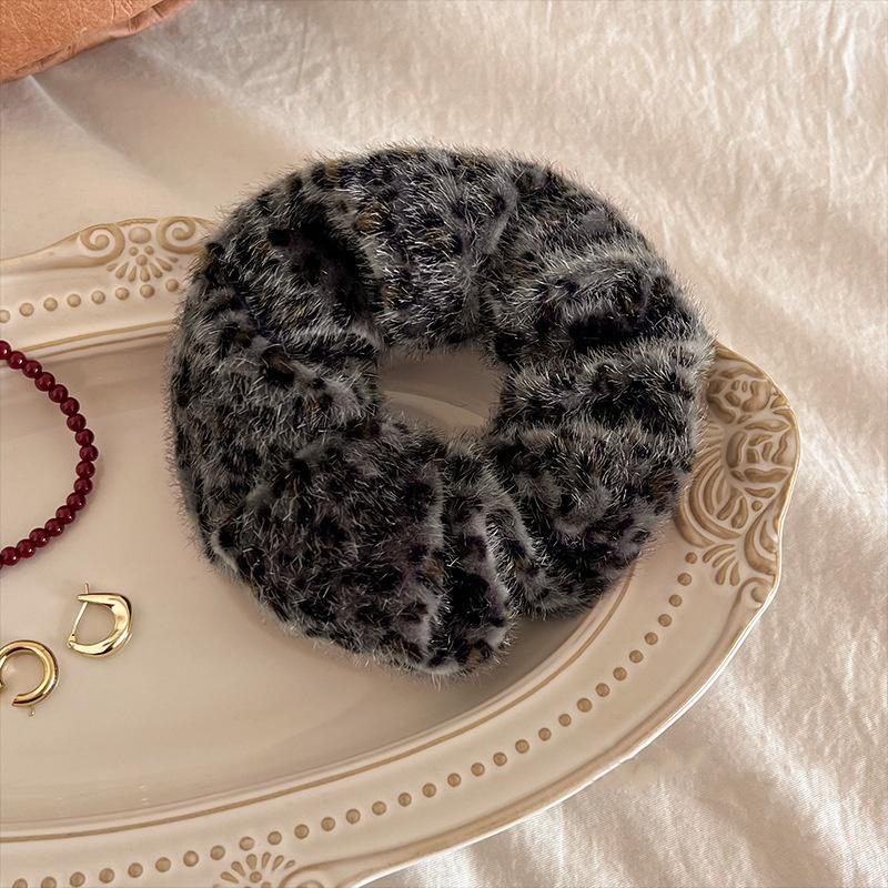 1 Plüsch-Samt-Haargummi mit Leopardenmuster, süßer und cooler Haargummi, elegantes Haarband und Kopfschmuck