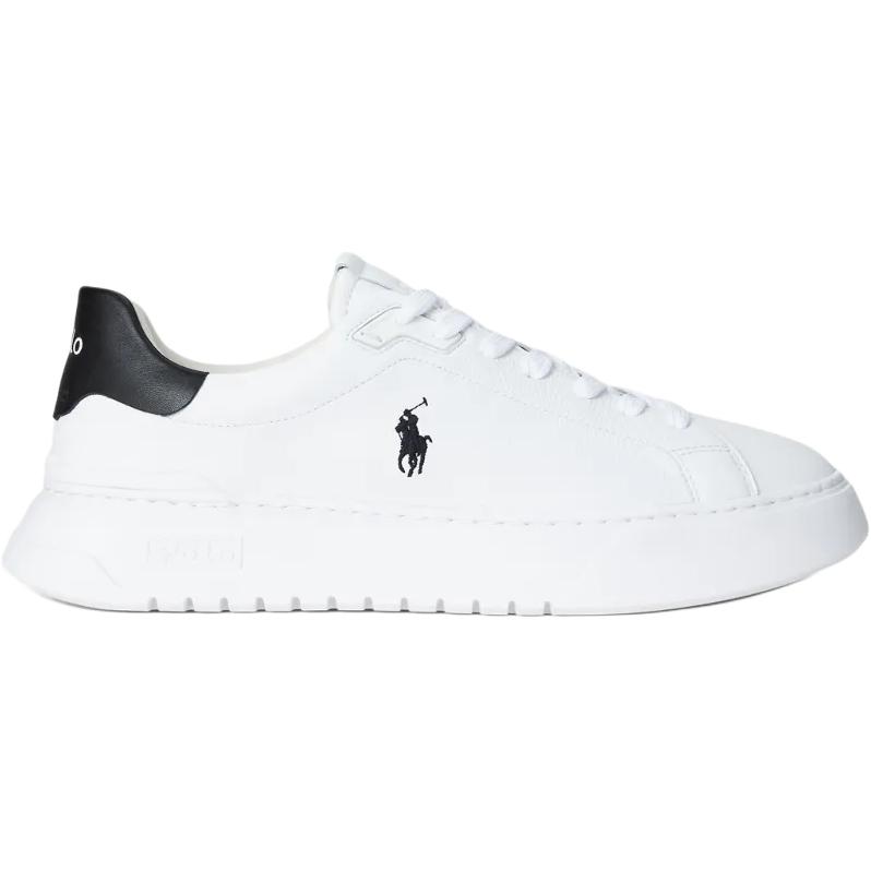 Polo Ralph Lauren Rlite Court Floral Leather Round Toe Lace-Up Low-Top Sneakers Men Sneakers White Black 809974097002