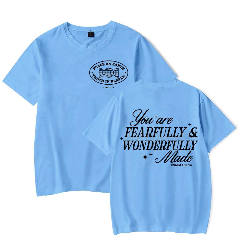 Gift for Christian Tshirt You Are Fearfully Wonderfully Made Graphic T Shirts Women Funny Religious Christian Faith Tee Shirt