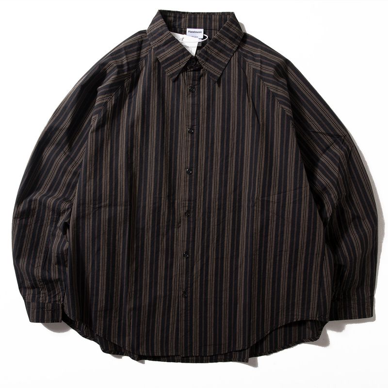 Japan Fashion Retro Stripe Shirts Men's Long Sleeve Loose Wide Fashion Shirt Washed Pure Cotton All-Matching Spring and Autumn Outerwear