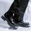 Classic Black Men's British Style Thick Soled Formal Leather Shoes Fashionable Lace Up Comfortable Business Casual Leather Shoes