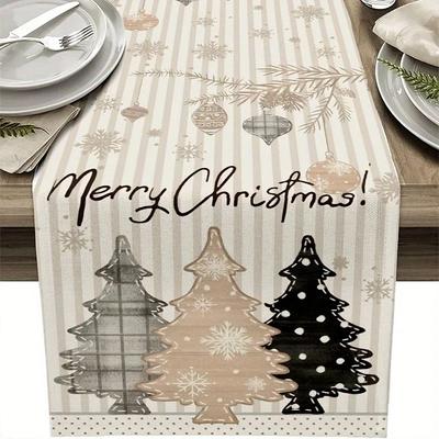 Chemin de table imprimé flocon de neige pour arbre de Noël populaire Nappe Restaurant Maison Décoration en tissu Convient pour Noël