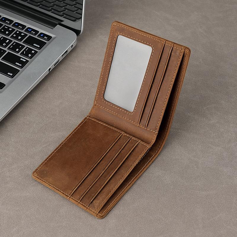 

Кожаный кошелек для мужчин Кожа Crazy Horse Кожаные кошельки Мужской подарок для мужчин чёрный