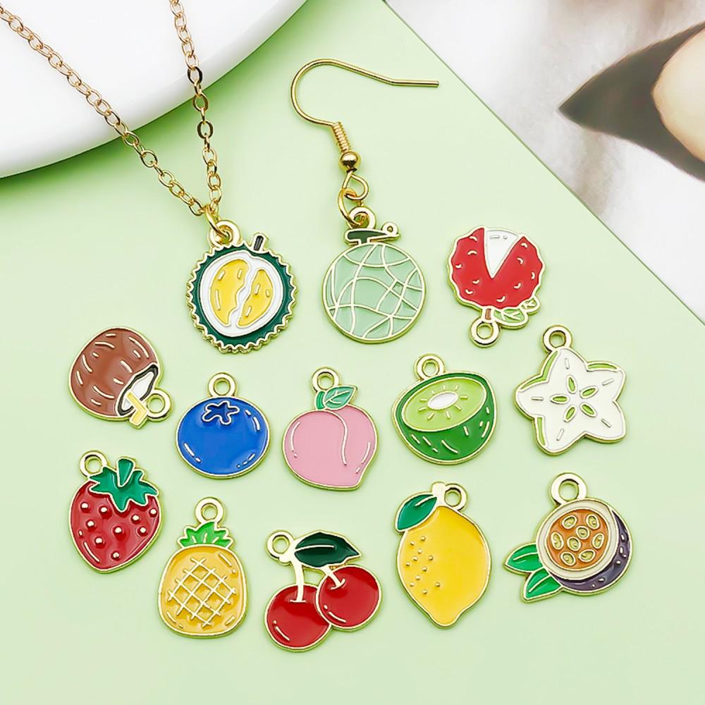 30 Colorful Fruit Enamel Pendants for DIY Jewelry - Apples, Watermelons, Cherries