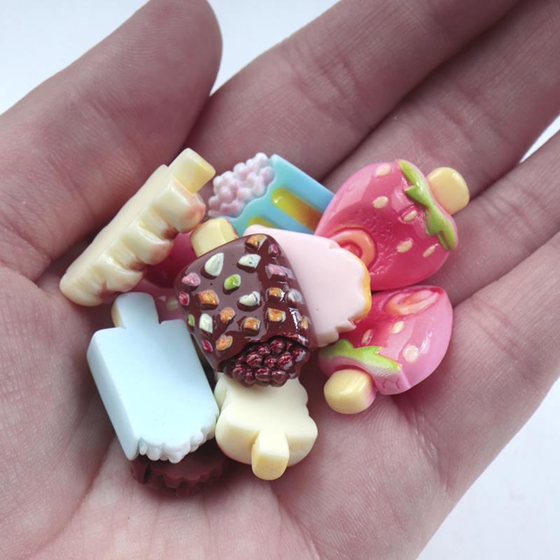 10/100Pcs Fruit Ice Cream Series Miniature Diy Home Decor Craft Accessories Flat Back Resin Cabochons For Hairpin Scrapbooking