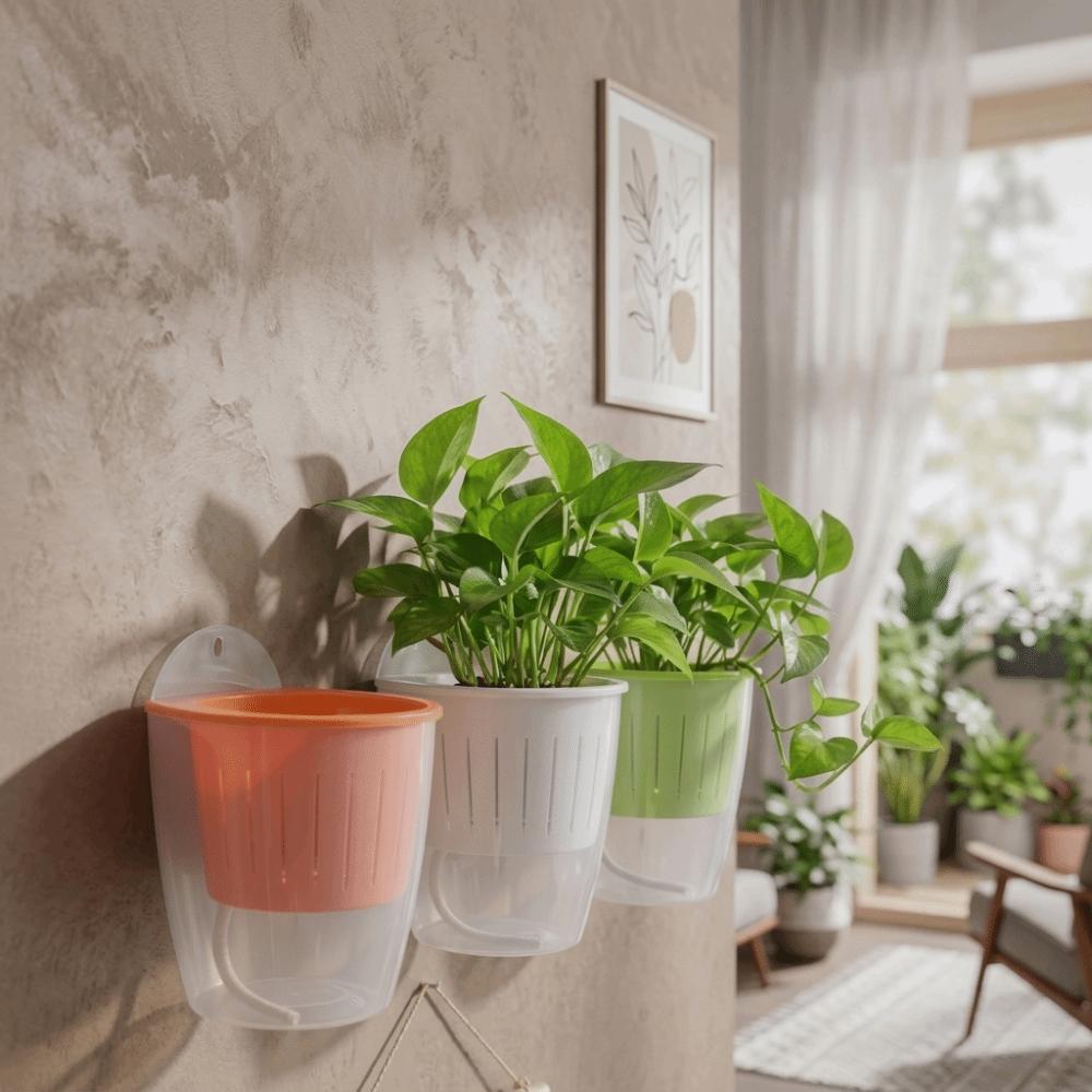 Space Saving Hydroponics Plant Pot Plastic Lazy Plant Pot Self Watering Flower Pots Indoor Use