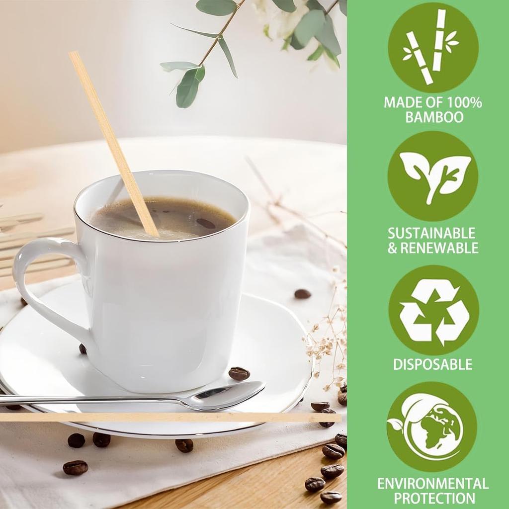 1000pcs Bamboo Coffee Stir Sticks, 5.5" Disposable Hot Drink Beverage Stirring Swizzle Stir Sticks For Coffee, Milk, Tea, Juice, Cocktail, Chocolate,