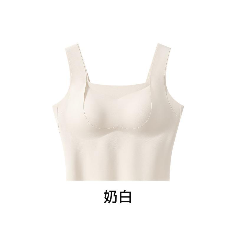 Red Soft Support Wireless Vest Style Bra Set With Built In Chest Pad