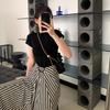 Front shoulder crew neck T-shirt women's 2026 new pure cotton basic short-sleeved top, summer versatile base, thin and slim