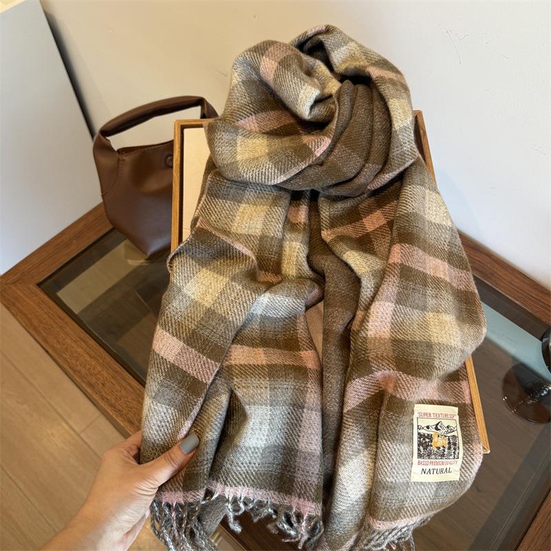 

Шарф для мужчин и женщин, парный подарок на день рождения, зимний новый клетчатый шарф из имитации кашемира, высококачественный шарф, теплый 200*65cm