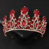 Baroque Red Crystal Tiaras and Crowns Prom Rhinestone Bridal Diadem Crown Taira for Women Wedding Hair Accessories Jewelry Crown