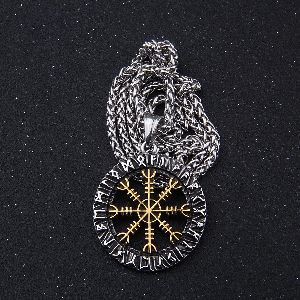 Norská mytologie Viking Řetízkový náhrdelník s přívěskem Pánský Nordic Compass Ochranný přívěsek Gungnir