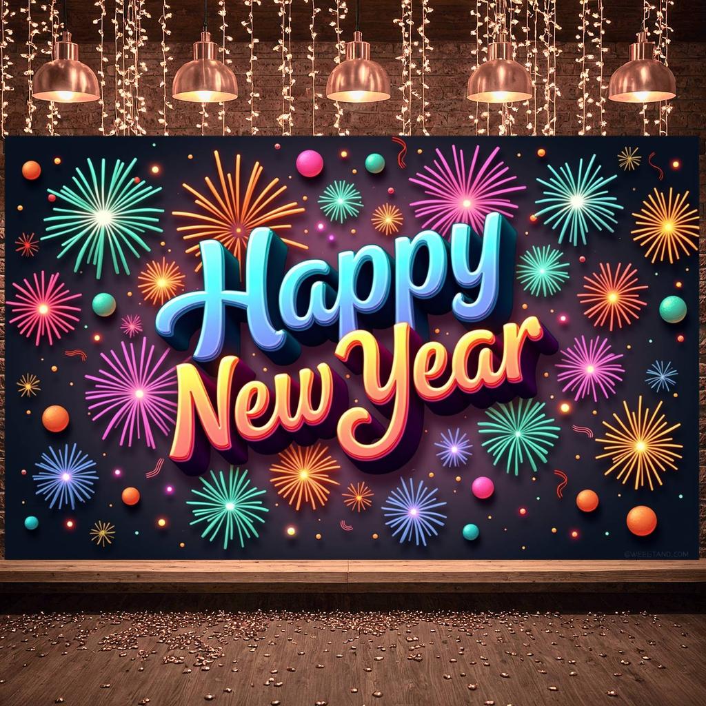 New Year Banner  Design Holiday Background Celebration Display Glittery Happy New Year Display For New Year Party