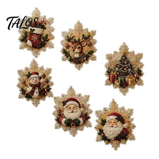 Holiday Refrigerator Magnets 6Pcs DIY Faux Pearl Painting Fridge Magnet, Santa Snowman Stocking Tree Christmas Gingerbread Snowflake Handmade