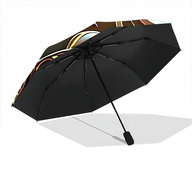 1pc Rose Ornament Automatic Folding Umbrella with 8 Bones, 3-Fold Compact Umbrella, Compact Design On-the-Go Essential, Casual Outdoor Acces