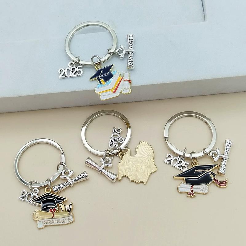 10Pcs 2025 Graduation Gown Cap Keychain Ring Student Women Jewelry Personalized Accessories  Pendant Memorial Gifts