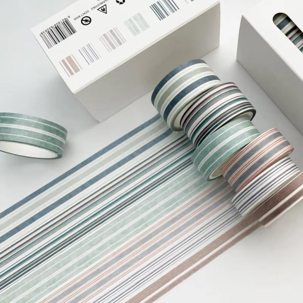 6Rolls/box Kawaii 6 Colors Plaid Washi Tape DIY Handbook Wrapping Paper Stickers