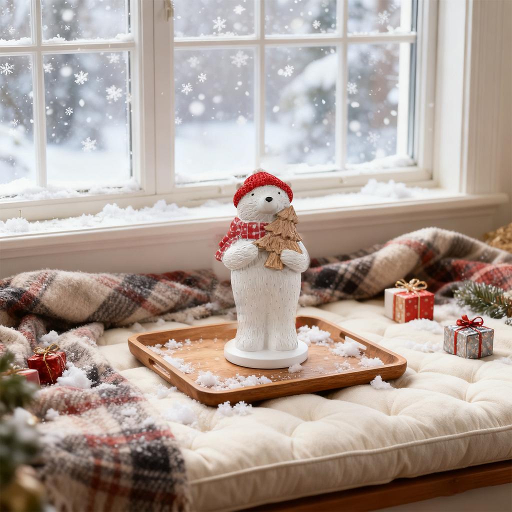 Christmas Decoration ! 1 Piece Resin Christmas Bear Decoration Figurine, Christmas Figurine, Bear Holding A Star, Snowflake, Christmas Tree Decoration