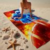 Football Player In Flames Beach Towel, Super Soft Microfiber, Gift for Her/Him, Birthday, for Pool, Beach, Travel, Home Decor Fan Gifts