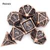 7 Pcs Black Copper Skull Metal Dice Solid Metal Polyhedral Dice Set Suitable for Role-Playing RPG Board Game Card Game