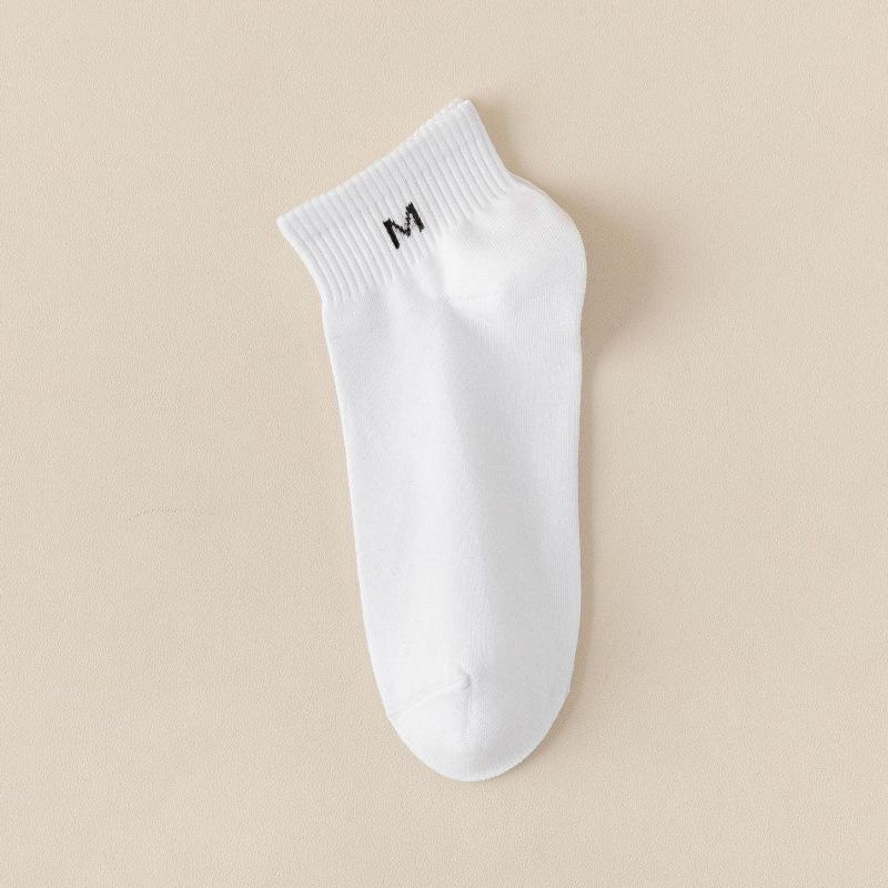 Men's Breathable Cotton Mid-Tube Socks - Sweat-Absorbent, Deodorant, Black & White, Business Casual for Spring/Summer