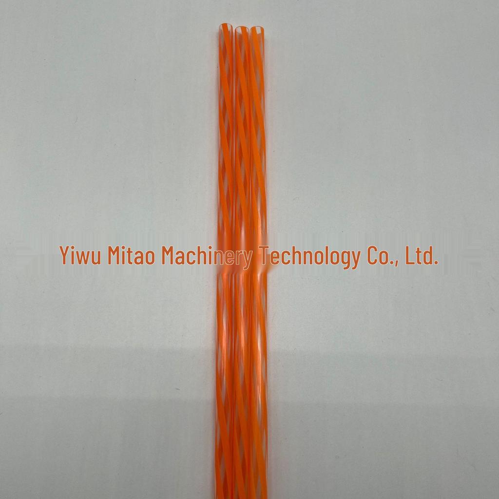 Thickened Two-Color Threaded Plastic Straws, 100-Pack