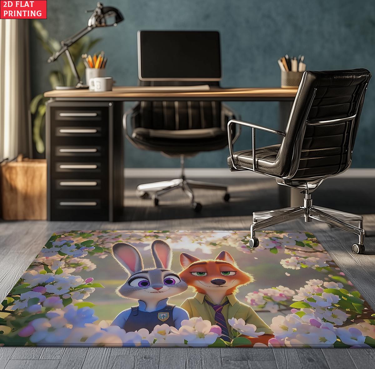 

Cartoon Fox and Rabbit Large Room Carpet Non Slip Cartoon Kids Bedroom Living Room Floor Mat Home Decor Children s Play Carpet 40x60cm(15x23 in)