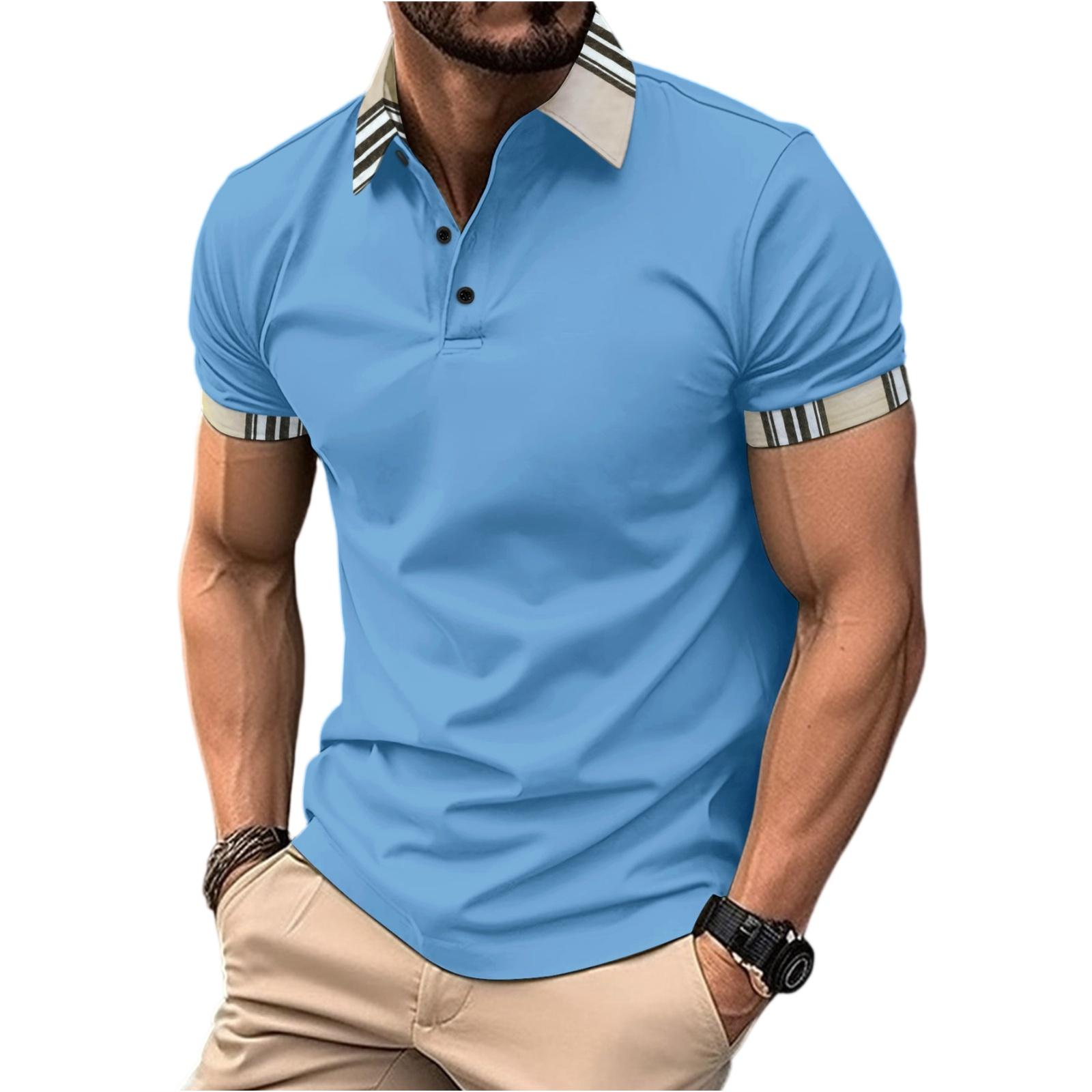 Men s Multi-color Sport Casual T-shirt - Men s Collarless Short-sleeved Shirt XXL