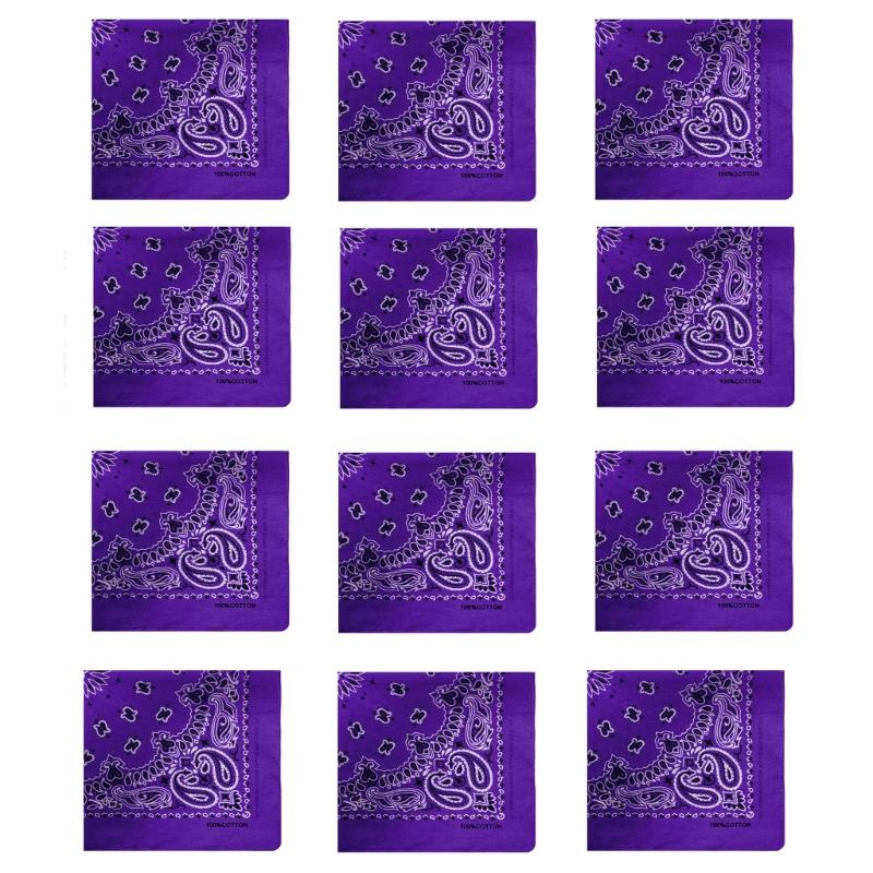 12 Stück Weiches Kopftuch mit Cashew-Muster für Herren Damen Unisex Bandana Kopfbedeckung Gesichtsmaske zum Radfahren Wandern Hiphop Tanzen pflaume