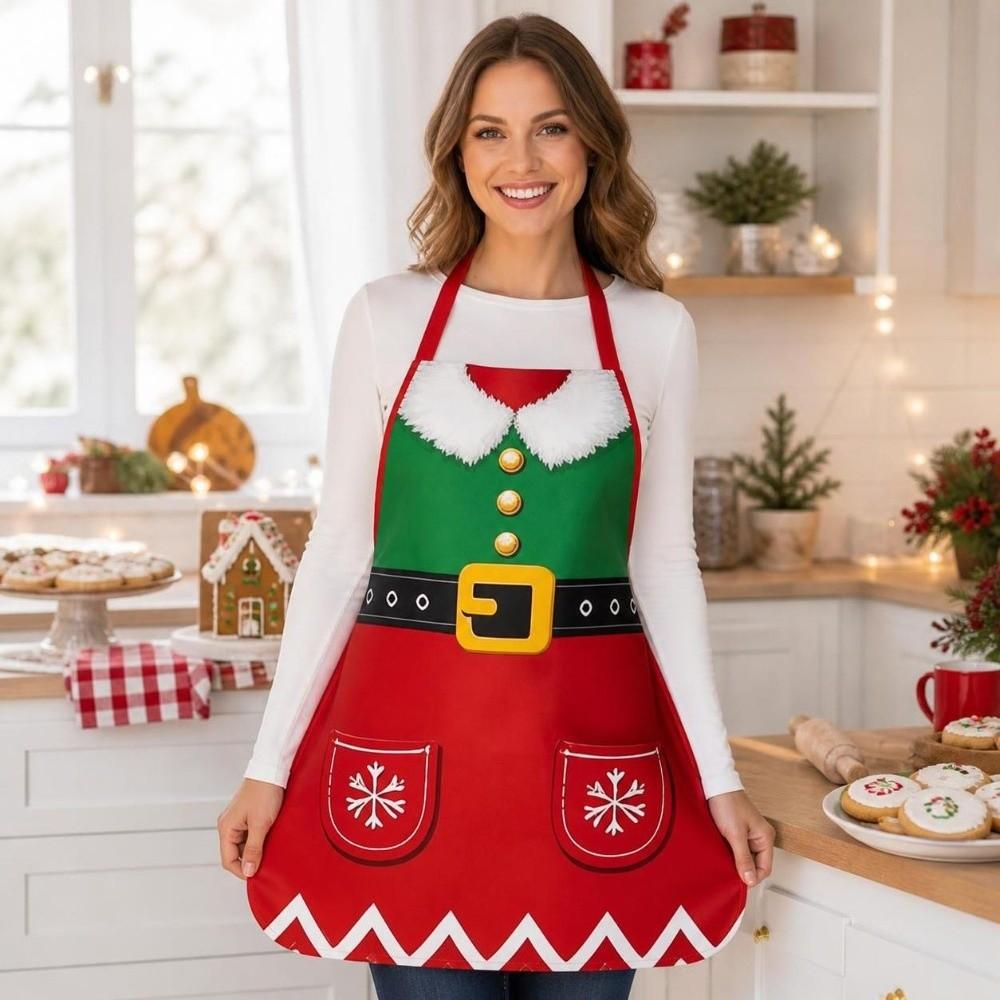 Polyester Christmas Apron Oil-Resistant Kitchen Aprons New Santa Claus Apron  Holiday Decor