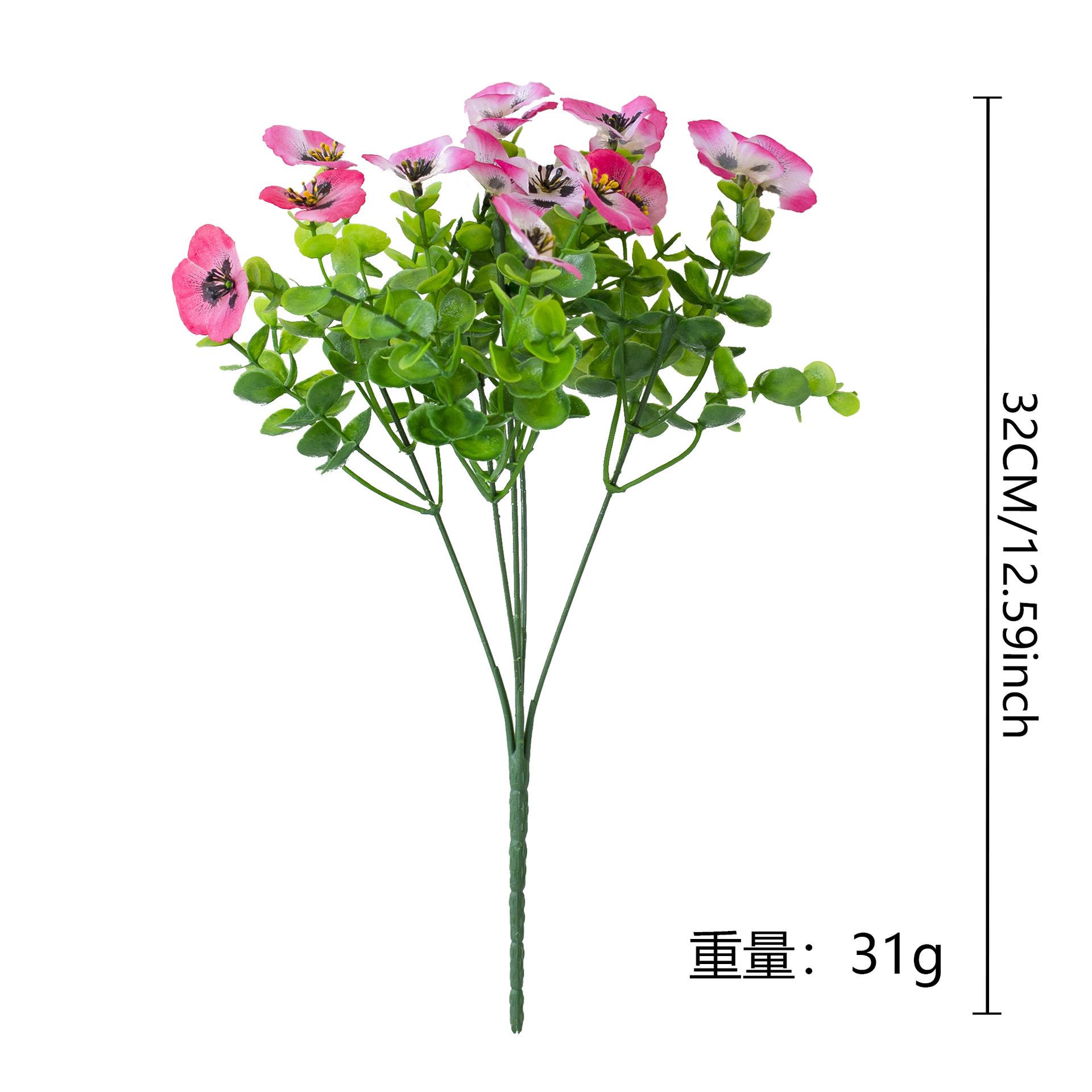 

Искусственный цветок Искусственный эвкалиптовый лист Анютины глазки Украшение интерьера для дома Свадебное украшение Искусственный цветок Поддельный цветок светло-розовый