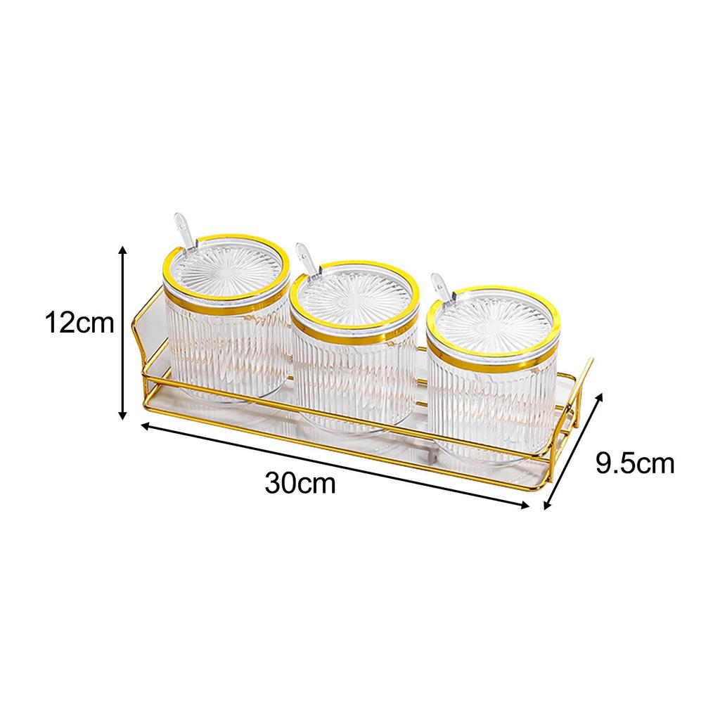 Clear Seasoning Box Jar Set Multipurpose Kitchen with Tray Pot for