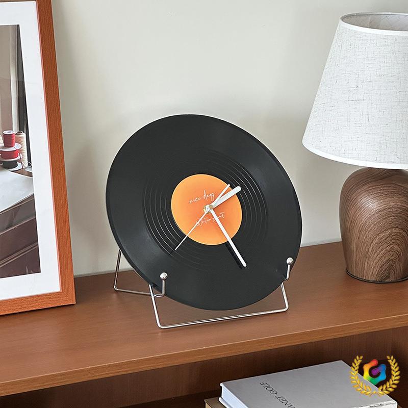 Retro Black Vinyl Record Sunset Clock for Living Room, Office Desk, Wine Cabinet, or TV Wall.